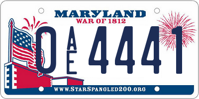 MD license plate 0AE4441