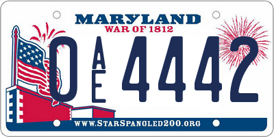 MD license plate 0AE4442