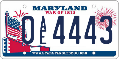 MD license plate 0AE4443