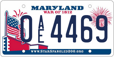 MD license plate 0AE4469