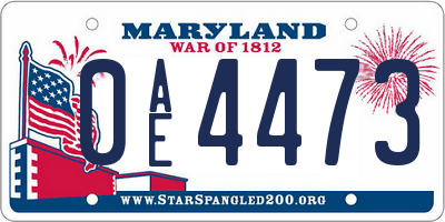 MD license plate 0AE4473