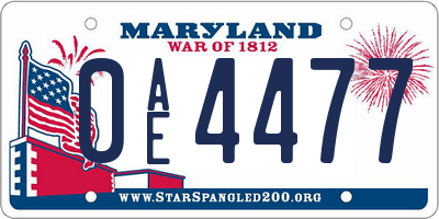 MD license plate 0AE4477
