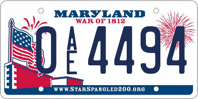 MD license plate 0AE4494