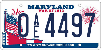 MD license plate 0AE4497