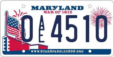 MD license plate 0AE4510