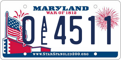 MD license plate 0AE4511