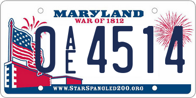 MD license plate 0AE4514