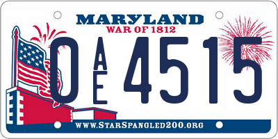 MD license plate 0AE4515