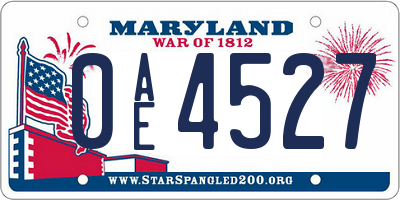 MD license plate 0AE4527
