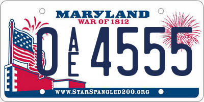 MD license plate 0AE4555