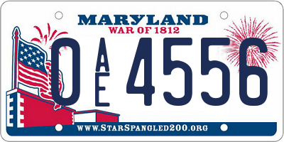 MD license plate 0AE4556