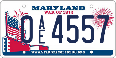 MD license plate 0AE4557