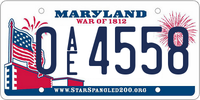 MD license plate 0AE4558