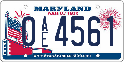 MD license plate 0AE4561