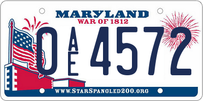 MD license plate 0AE4572