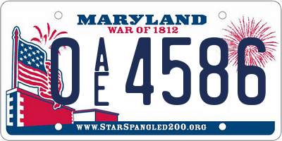 MD license plate 0AE4586