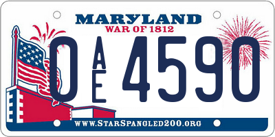 MD license plate 0AE4590