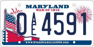 MD license plate 0AE4591