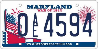 MD license plate 0AE4594