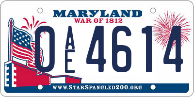 MD license plate 0AE4614