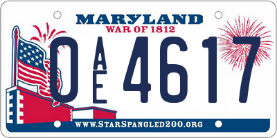 MD license plate 0AE4617