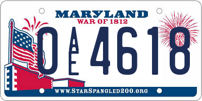MD license plate 0AE4618