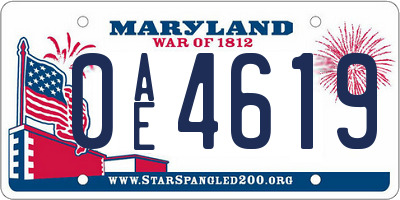 MD license plate 0AE4619