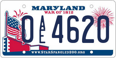 MD license plate 0AE4620