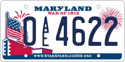 MD license plate 0AE4622