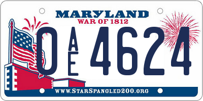 MD license plate 0AE4624