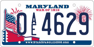 MD license plate 0AE4629