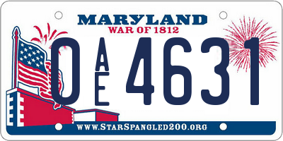 MD license plate 0AE4631
