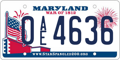MD license plate 0AE4636