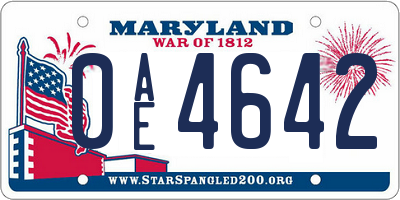 MD license plate 0AE4642