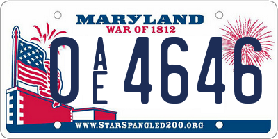 MD license plate 0AE4646