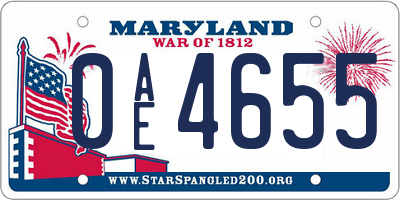 MD license plate 0AE4655