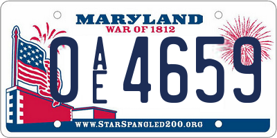 MD license plate 0AE4659