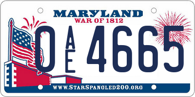 MD license plate 0AE4665