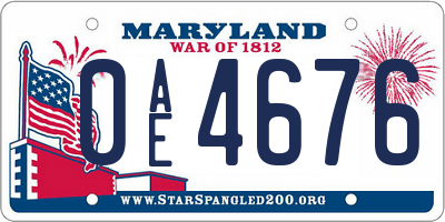 MD license plate 0AE4676
