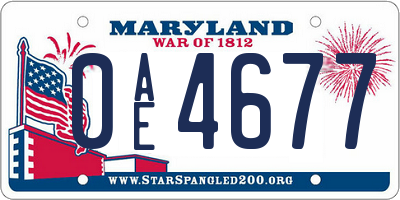 MD license plate 0AE4677