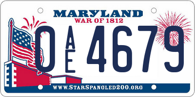 MD license plate 0AE4679