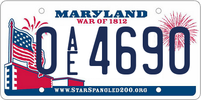 MD license plate 0AE4690