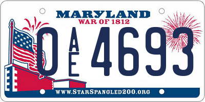 MD license plate 0AE4693