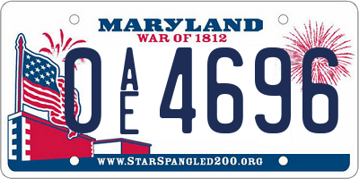 MD license plate 0AE4696