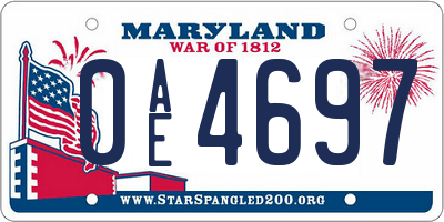 MD license plate 0AE4697
