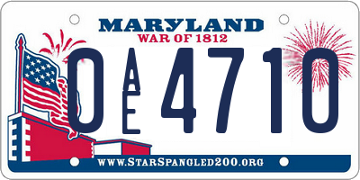 MD license plate 0AE4710