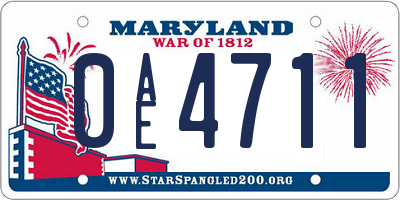 MD license plate 0AE4711