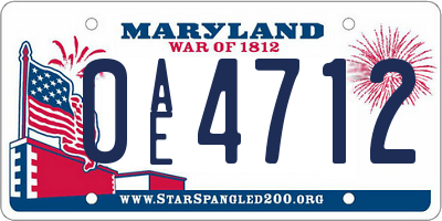 MD license plate 0AE4712