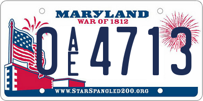 MD license plate 0AE4713