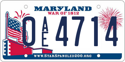 MD license plate 0AE4714